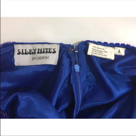 Silky Nites Vintage Sequin 80s Silk Dress - Picture 6 of 9